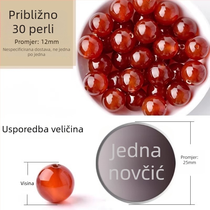 Akatne slobodne perle, polirane okrugle perle, komponente za narukvicu, Dianrun Jewelry