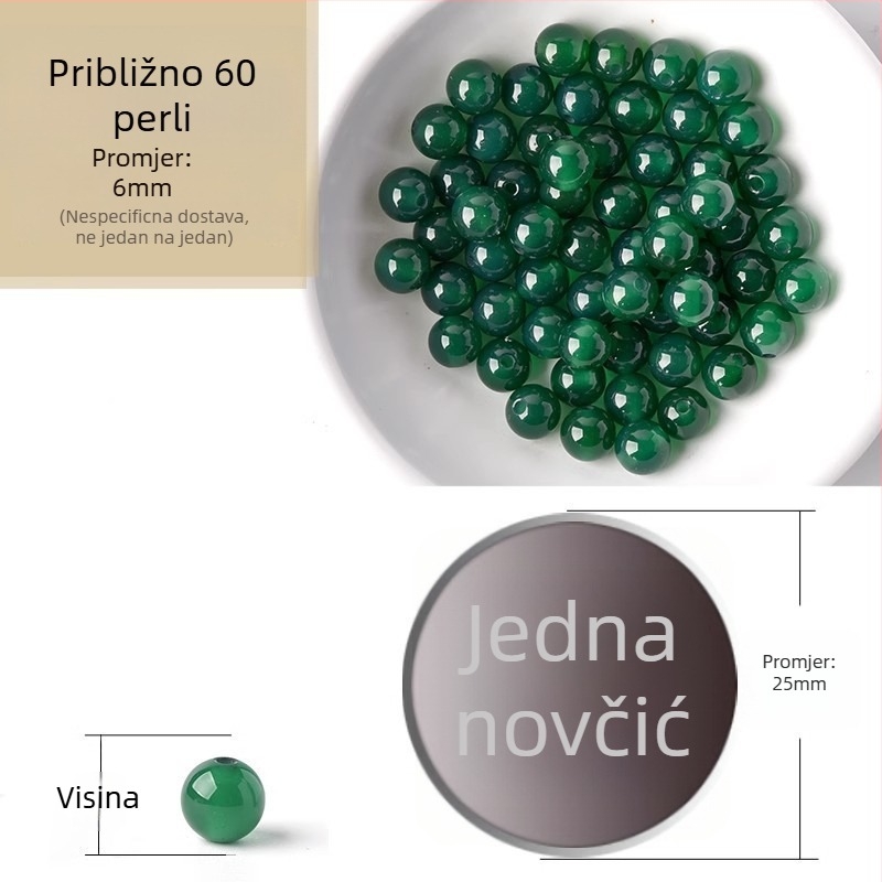 Akatne slobodne perle, polirane okrugle perle, komponente za narukvicu, Dianrun Jewelry