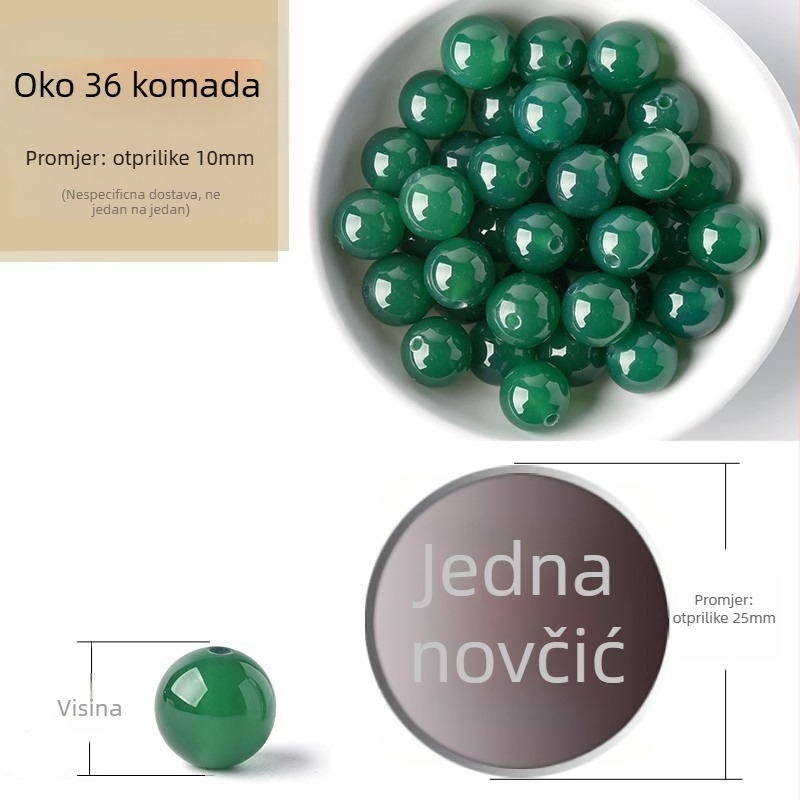 Akatne slobodne perle, polirane okrugle perle, komponente za narukvicu, Dianrun Jewelry