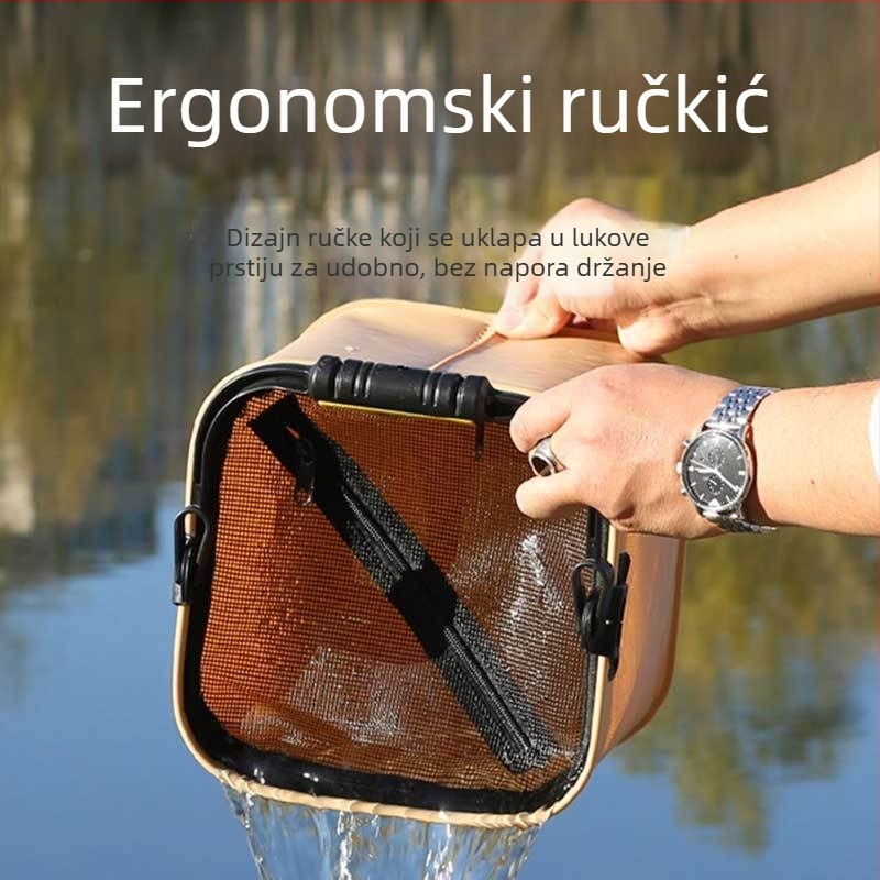 Sklopiva prijenosna posuda za ribu, višenamjenska za vanjsku upotrebu; materijal: debeli EVA; ukupna masa: 400 g