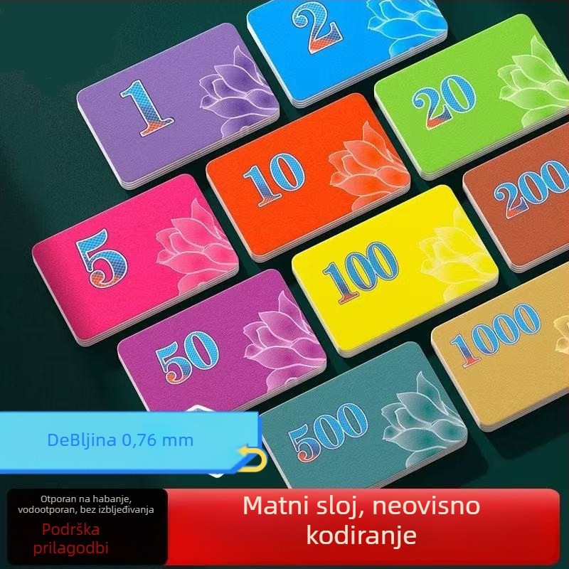 Mahjong čip kartica - melamin, 1 kom, bez prilagodbe, vodootporna, za druge igre s loptom