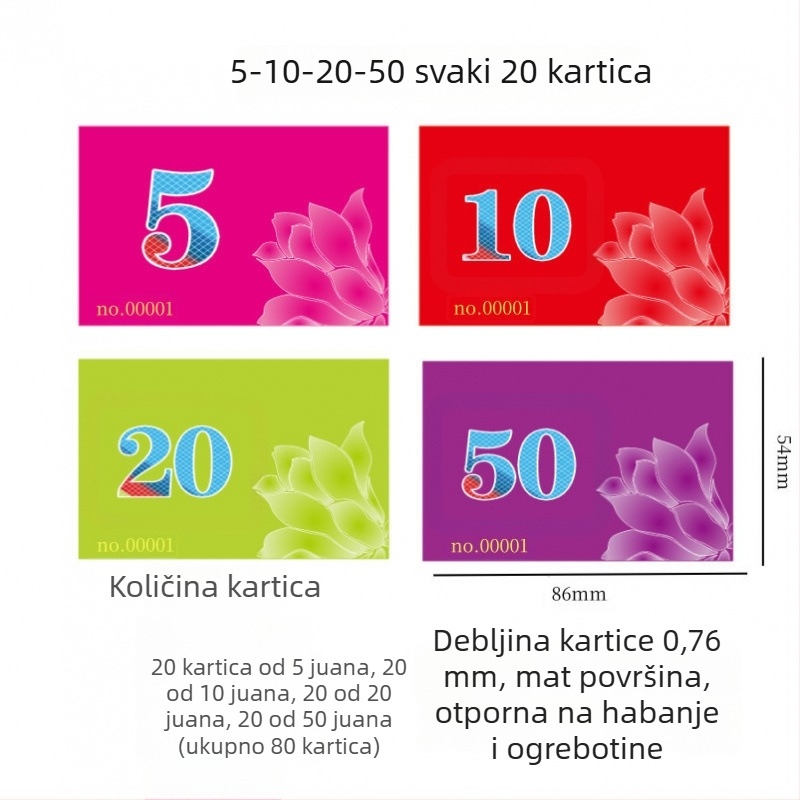 Mahjong čip kartica - melamin, 1 kom, bez prilagodbe, vodootporna, za druge igre s loptom