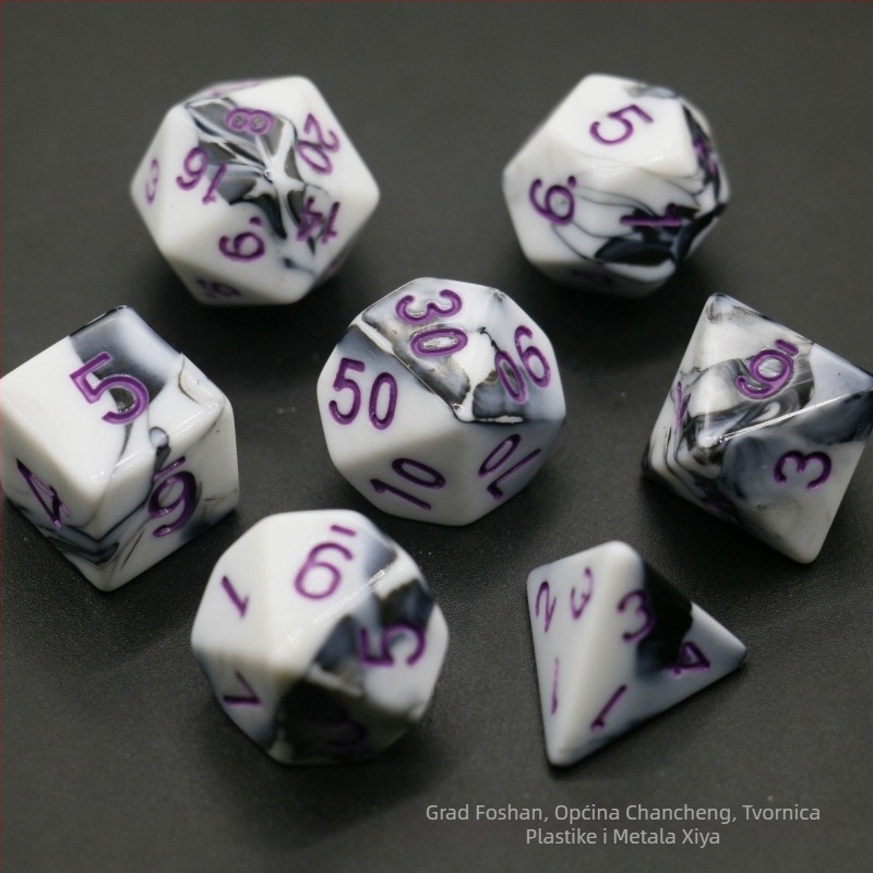Elegantni set od 7 kockica za D&D, akrilne poliedrične kocke s zaobljenim kutovima za stolne RPG