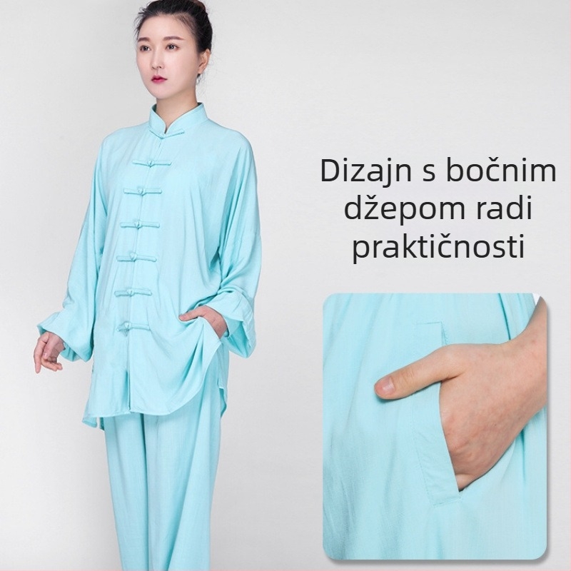 Muško Taijiquan trening odijelo — konopno platno s vinilonom, podstava od konoplje i poliester 71-80%