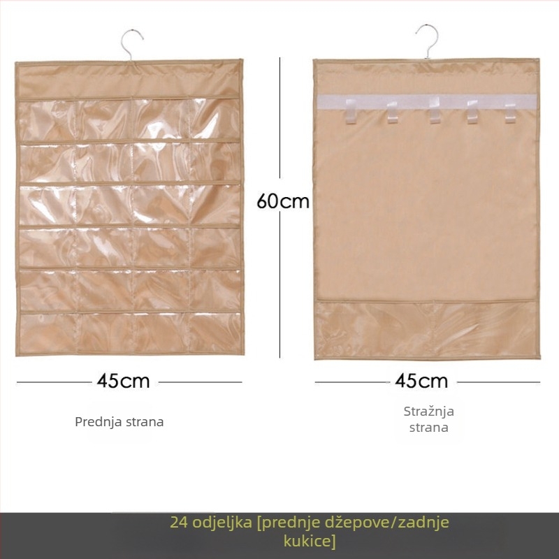 Izložbeni stalak za nakit s prozirnom visećom vrećicom za pohranu, zidni, velika kapaciteta, otporan na prašinu, materijal: papir