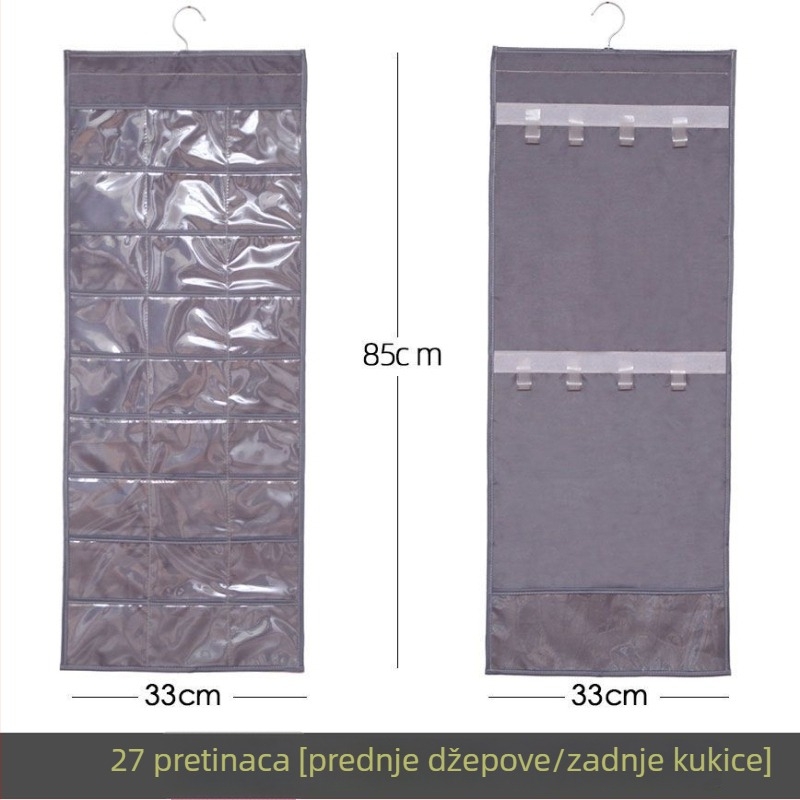 Izložbeni stalak za nakit s prozirnom visećom vrećicom za pohranu, zidni, velika kapaciteta, otporan na prašinu, materijal: papir