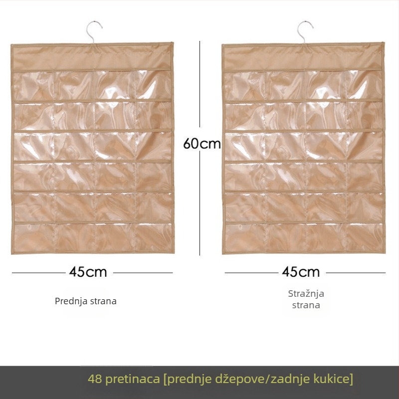 Izložbeni stalak za nakit s prozirnom visećom vrećicom za pohranu, zidni, velika kapaciteta, otporan na prašinu, materijal: papir