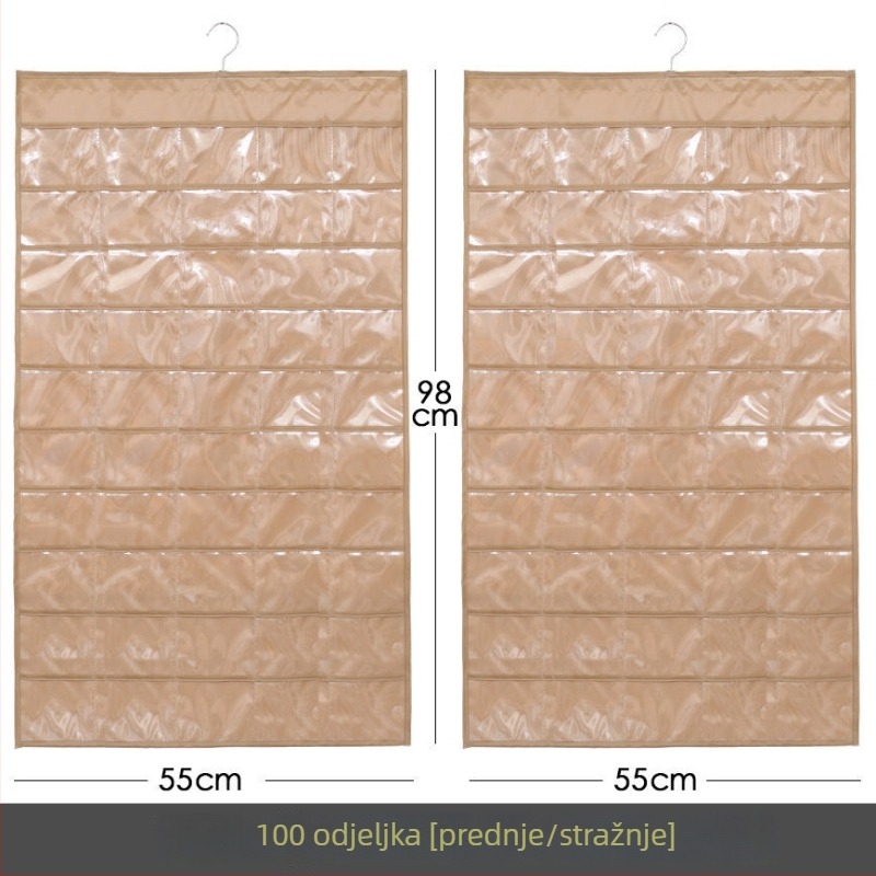 Izložbeni stalak za nakit s prozirnom visećom vrećicom za pohranu, zidni, velika kapaciteta, otporan na prašinu, materijal: papir