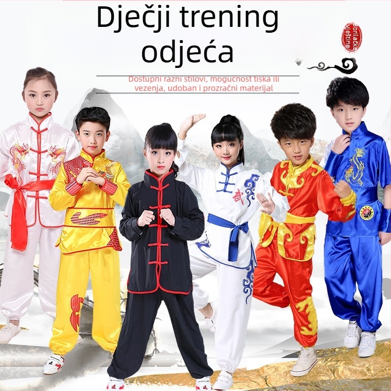 Dječji kostim za Tai Chi i borilačke vještine za ples zmaja i bubnjeva – unisex, za djecu, materijal 98% spandeks, podstava 98% spandeks, pogodan za borilačke vještine i plesne pokrete
