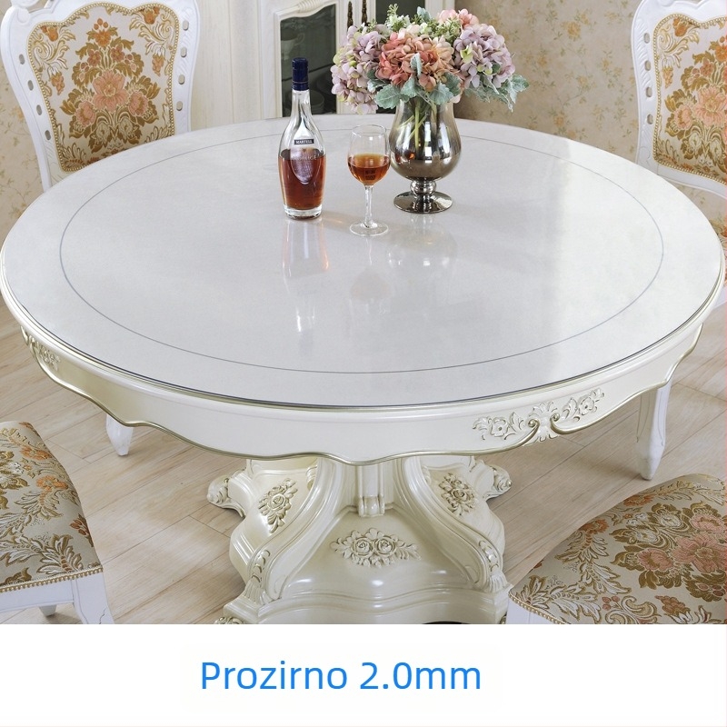 Kružni stolnjak od PVC-a, proziran, vodootporan, otporan na ulje, protuklizni, otporan na visoke temperature, za hotelsku upotrebu