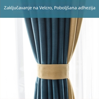 Komplet kaiševa za zavjese (2 komada) s magnetskim kopčama, Velcro trakama i užetom za pohranu zavjesa – Tkanina