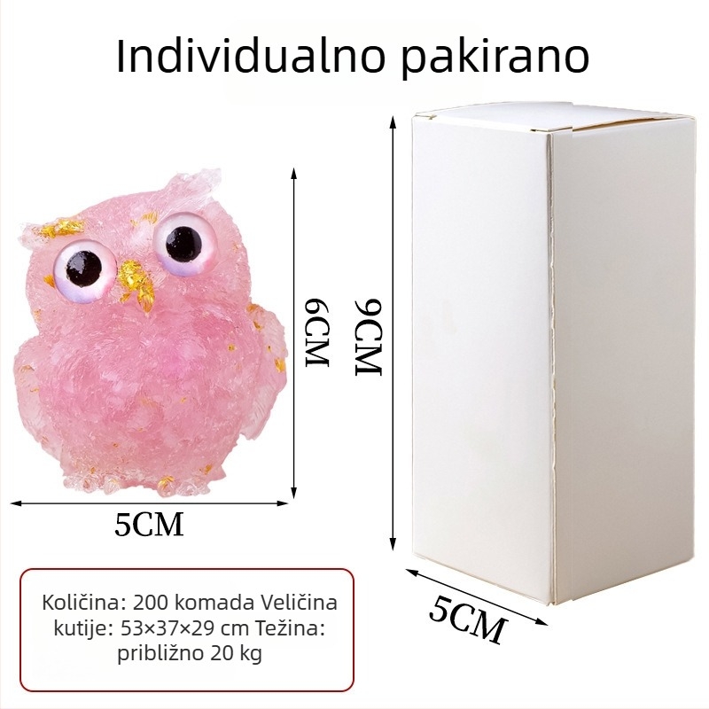 Sova ukras od krištalnog kamena, geometrijski oblik, moderni minimalistički stil