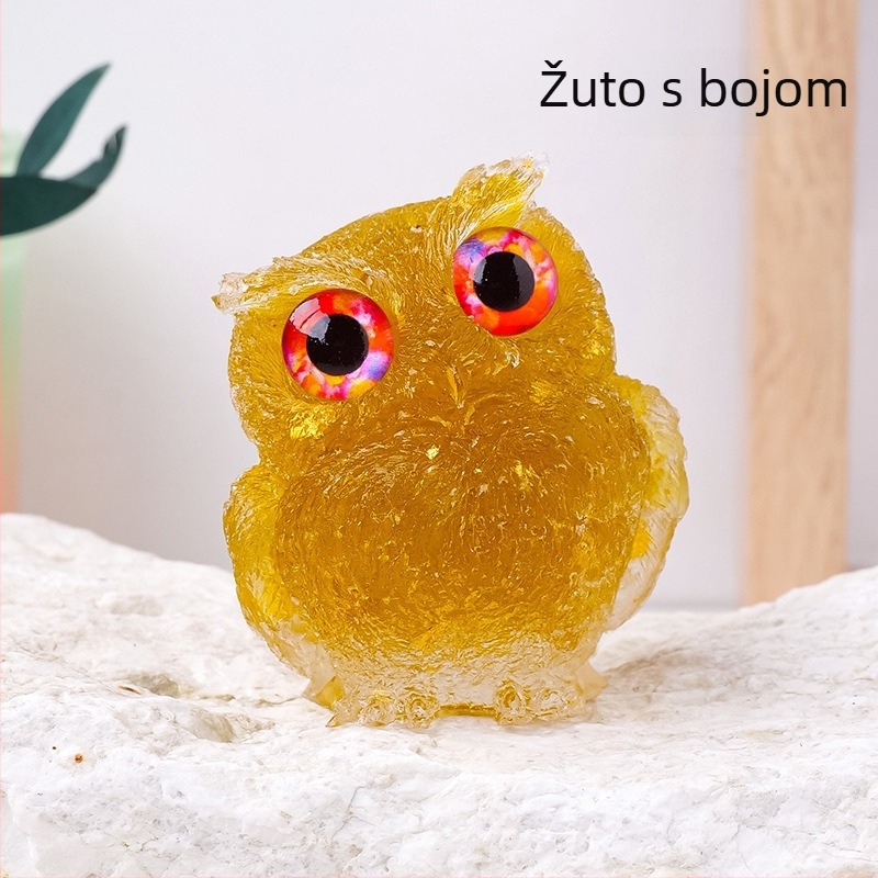 Sova ukras od krištalnog kamena, geometrijski oblik, moderni minimalistički stil