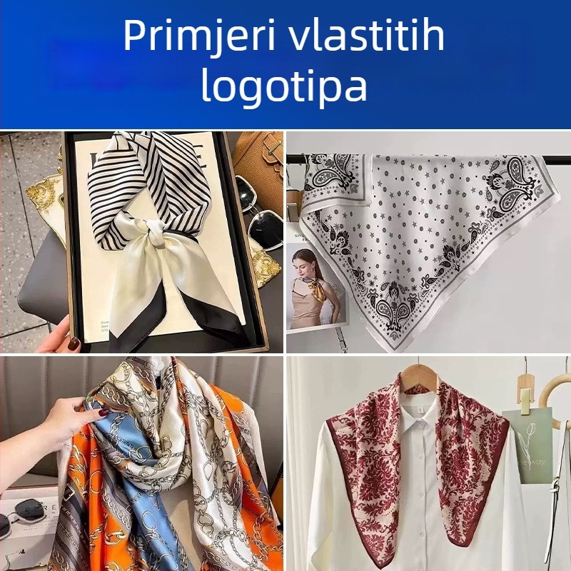 Kvadratni šal od poliestera, imitacija svile satin šifona, tkanina: ravno tkanje, ljetni dodatak
