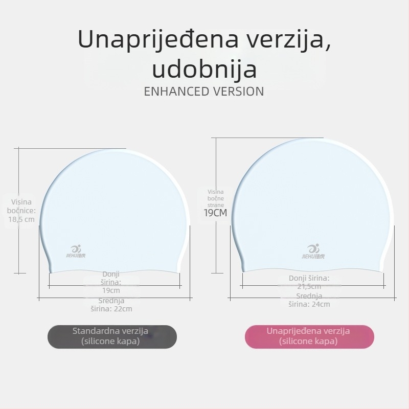 Kapica za plivanje Jie Hu, silikon, jednobojna, za odrasle