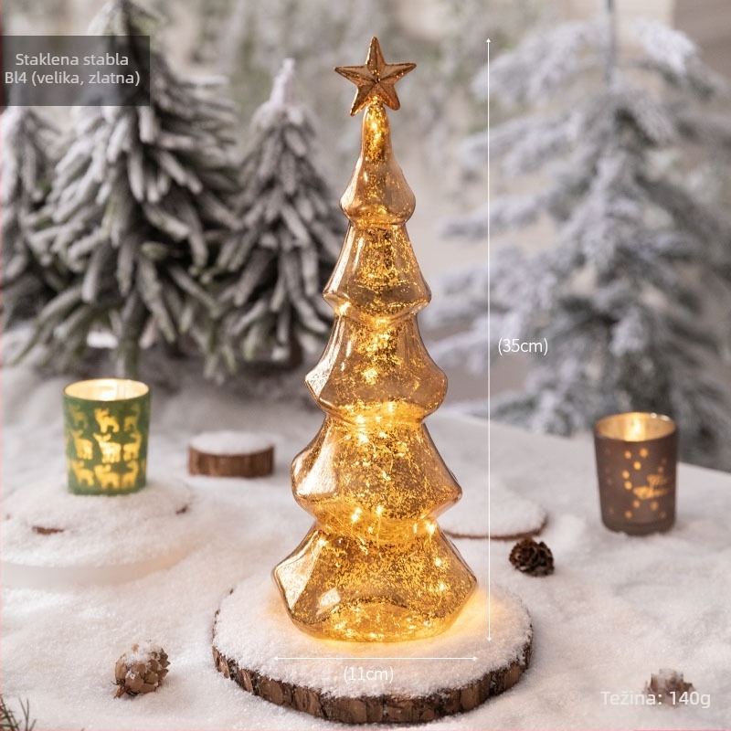 Jackie stakleno božićno drvce za stolnu dekoraciju — europski stil, osvijetljena stolna dekoracija (Materijal: staklo; Brand: Jackie; Namjena: stolna dekoracija; Kategorija: božićno drvce; IP: Ne)