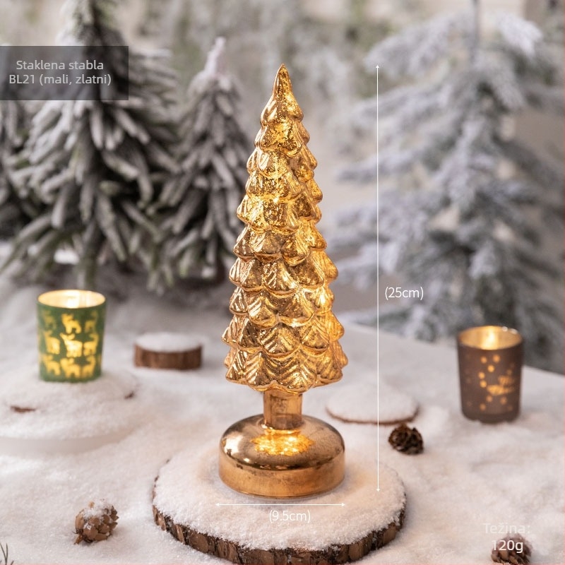 Jackie stakleno božićno drvce za stolnu dekoraciju — europski stil, osvijetljena stolna dekoracija (Materijal: staklo; Brand: Jackie; Namjena: stolna dekoracija; Kategorija: božićno drvce; IP: Ne)