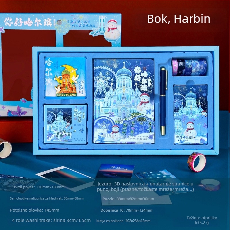 City Notes Set Dnevnika – Tema Turističke Atrakcije, Papirnati Dnevnik, Puzla Trake i Naljepnice, Potpisno Olovka, Poklon u Modernom Umjetničkom Stilu