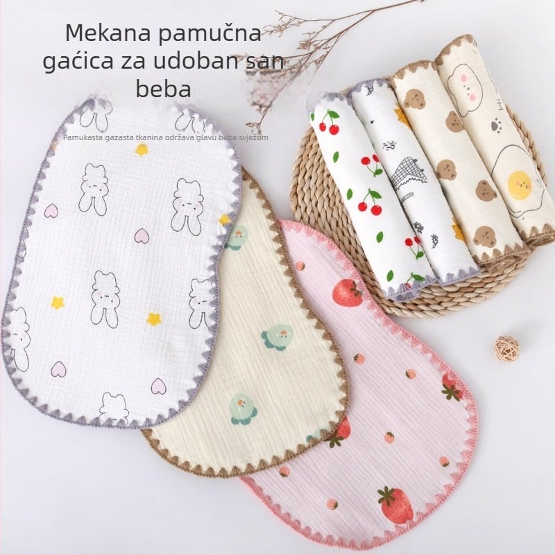 Oblačni jastuk za novorođenče, pamuk 100%, deset slojeva gaze, crtani stil