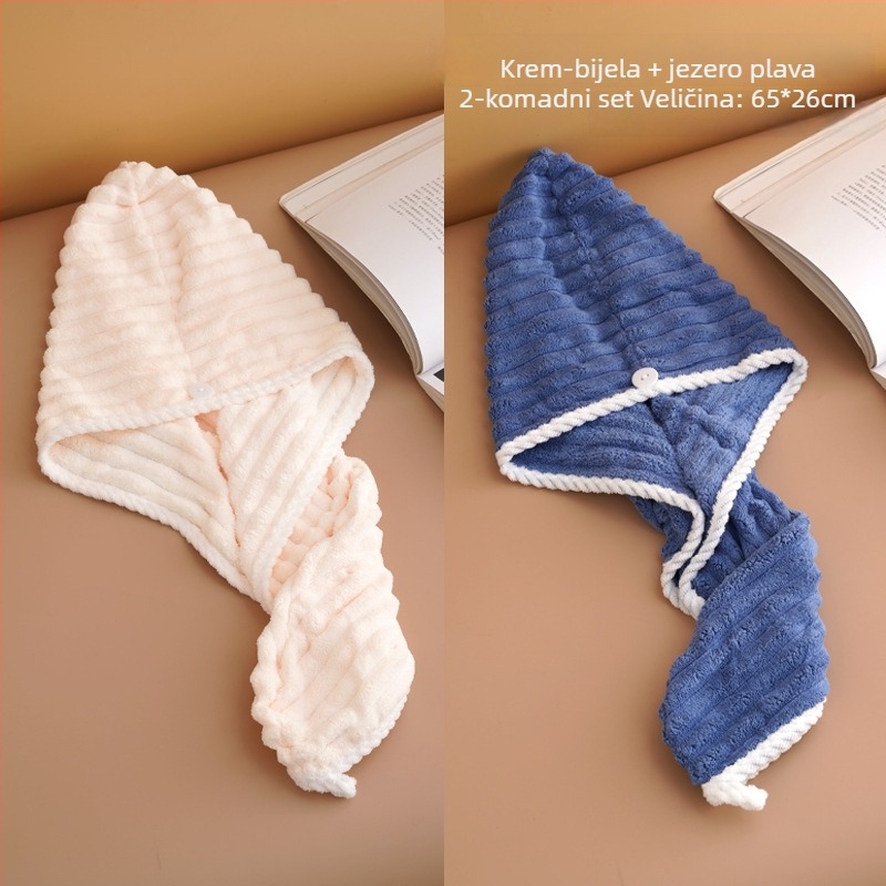 Suha kapa za kosu za žene, upija vodu, dvostruki sloj turbana, koralni flis materijal, 150D pređa, šest-nitno tkanje, težina ispod 30 g