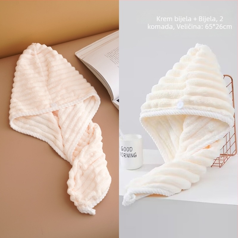 Suha kapa za kosu za žene, upija vodu, dvostruki sloj turbana, koralni flis materijal, 150D pređa, šest-nitno tkanje, težina ispod 30 g