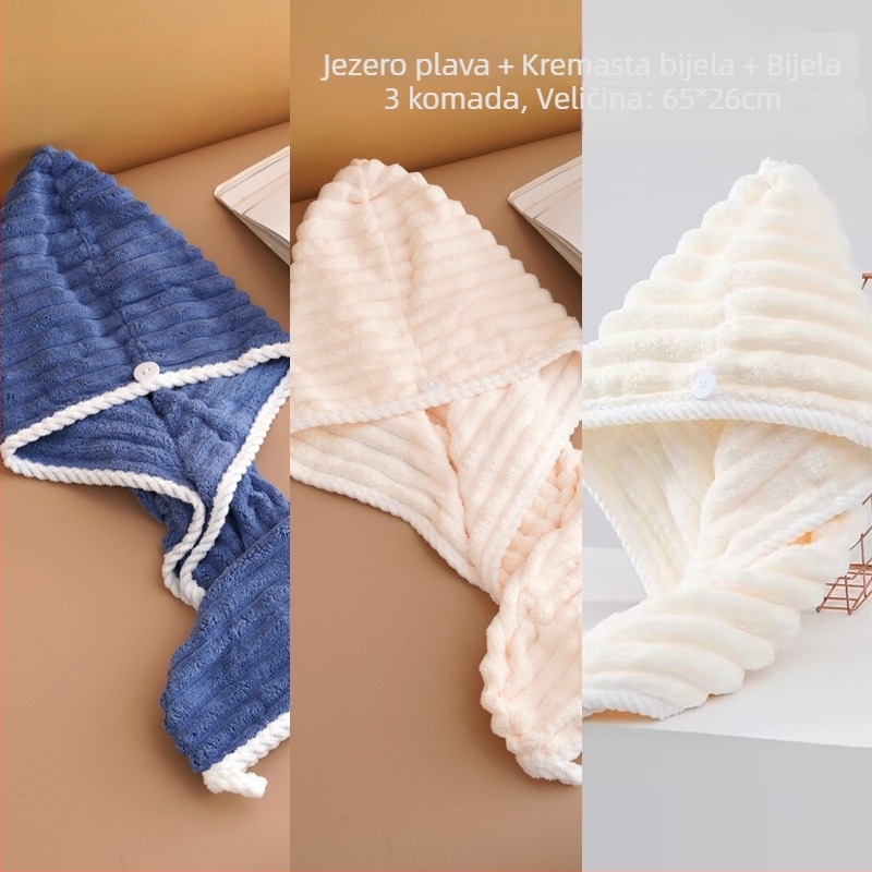 Suha kapa za kosu za žene, upija vodu, dvostruki sloj turbana, koralni flis materijal, 150D pređa, šest-nitno tkanje, težina ispod 30 g