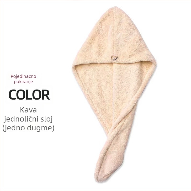 Suha kapa za kosu za žene, upija vodu, dvostruki sloj turbana, koralni flis materijal, 150D pređa, šest-nitno tkanje, težina ispod 30 g