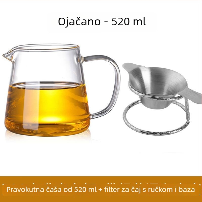 Čajni set od toplinski otpornog debelog stakla s integriranim čajnim filterom i filtrom za ekstrakciju čaja