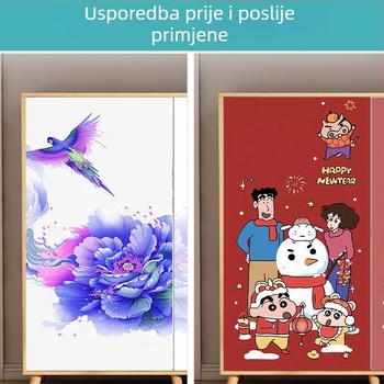 PVC samoljepljivi film za staklo s animacijskim uzorkom za dnevni boravak – 1 komad