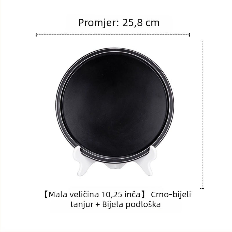 Melamin tanjur s stalkom – kružni, prugasti uzorak, podglazurna boja, moguć ispis logotipa i prilagodba