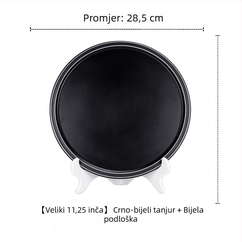 Melamin tanjur s stalkom – kružni, prugasti uzorak, podglazurna boja, moguć ispis logotipa i prilagodba