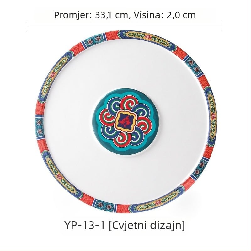 Melamin tanjur s stalkom – kružni, prugasti uzorak, podglazurna boja, moguć ispis logotipa i prilagodba