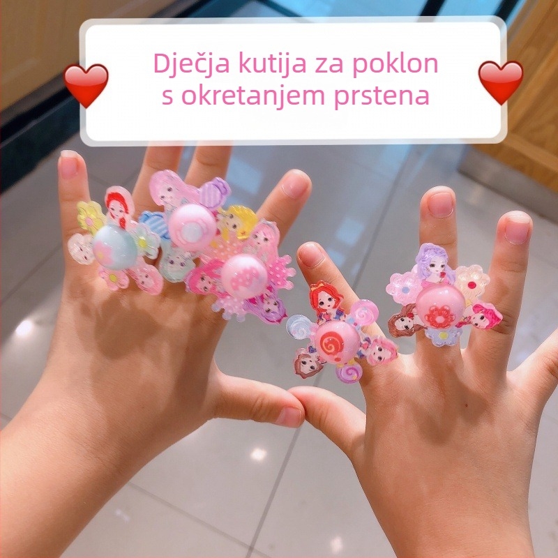 Dječji rotirajući prsten — plastika/smola, crtani stil, serija Djevojčica Princeza, mogućnost logotipa