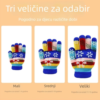 Zimske dječje pletene rukavice s karikaturnim uzorkom, tople rukavice s pet prstiju za djecu