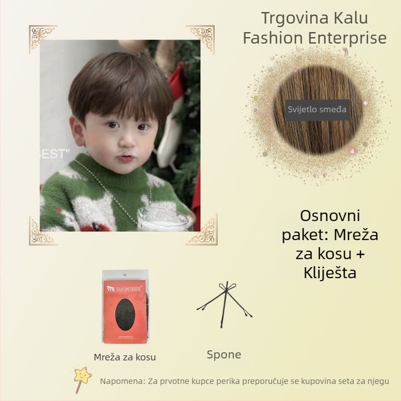 Dječja kratka kovrčava perika za fotografiranje – potpuno pokrivanje glave, žica otporna na visoke temperature, kratka duljina, moderan stil