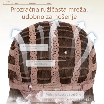 Perika s dvostrukom repom, duga kovrčava kosa, cijela glava, vlakna otporna na toplinu