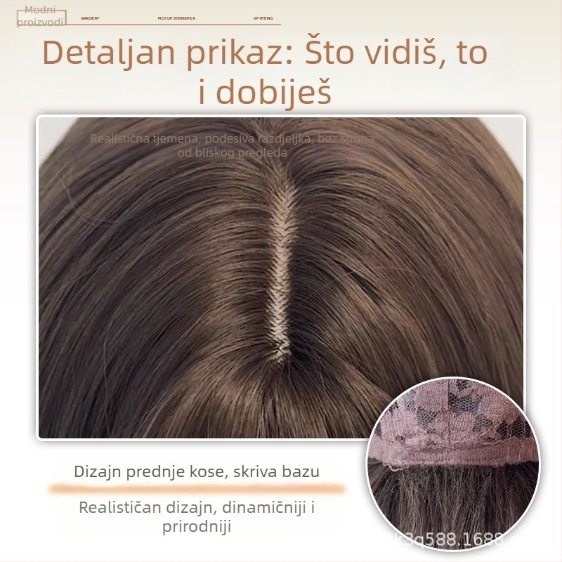 Perika s dvostrukom repom, duga kovrčava kosa, cijela glava, vlakna otporna na toplinu