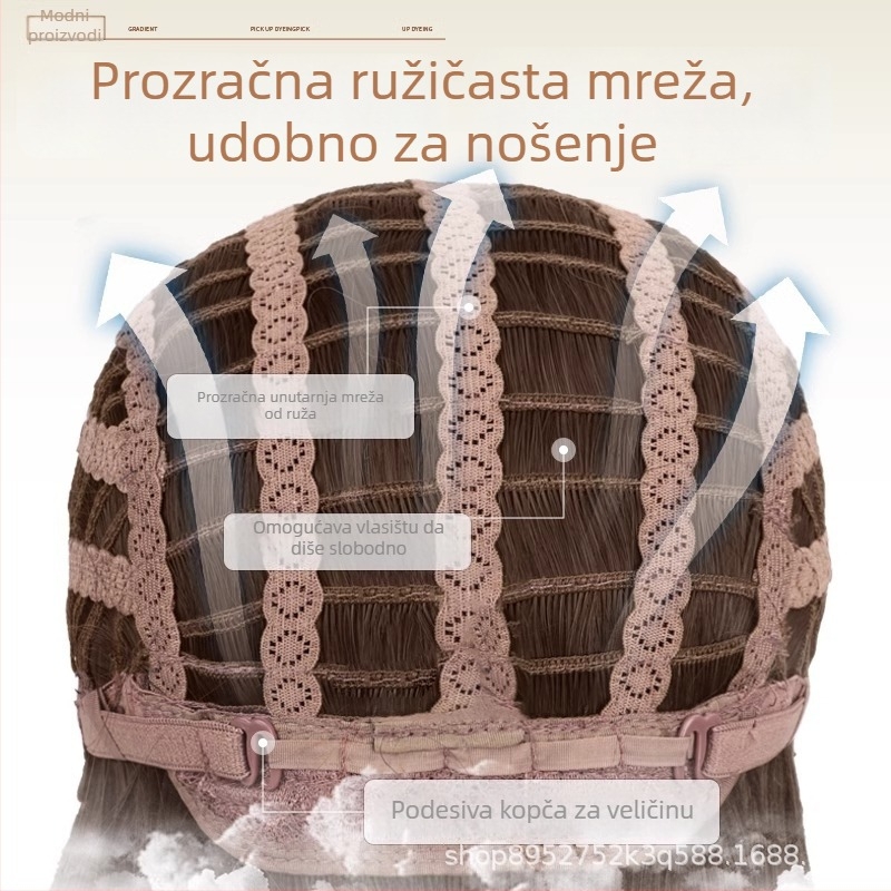 Perika s dvostrukom repom, duga kovrčava kosa, cijela glava, vlakna otporna na toplinu