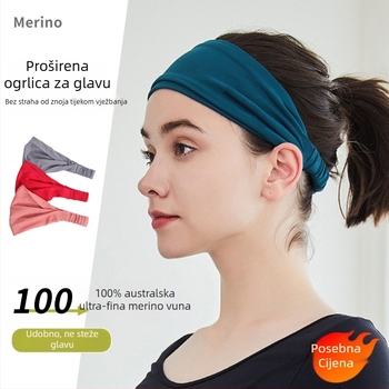 Ženska traka za glavu od merino vune, upija znoj za sportske aktivnosti na otvorenom: biciklizam, trčanje, joga i planinarenje, geometrijski karirani uzorak, model H13