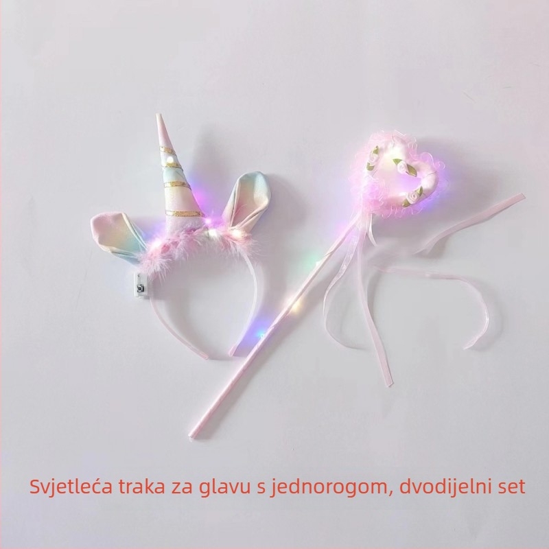 Svetleća krila od perja – rekvizit za fotografije uz čelenku s jednorogom za djevojčice, anđeo/elf stil, veličina 60×35 cm