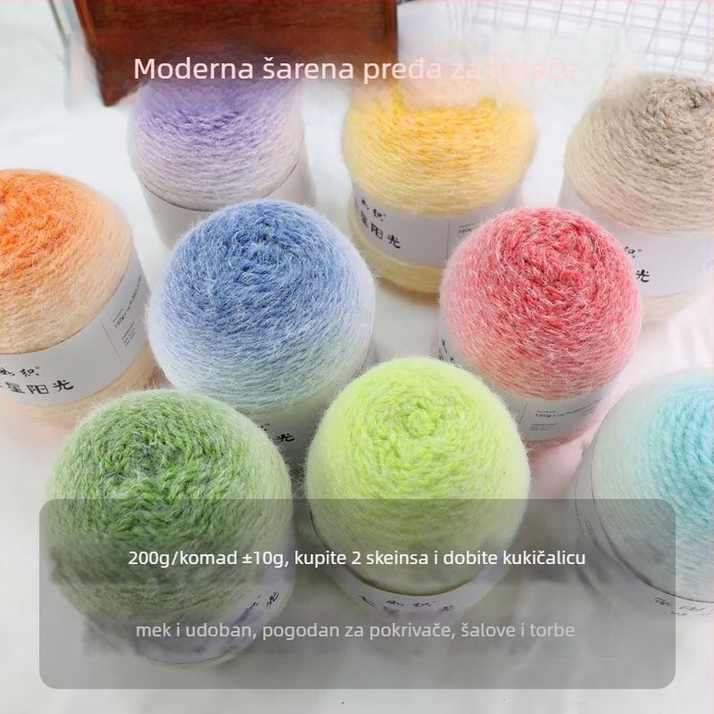 Priča za deke s gradientnim dizajnom, Semi-worsted, ball yarn konac za ručno pletenje, alias Cake line, brand Also Warm