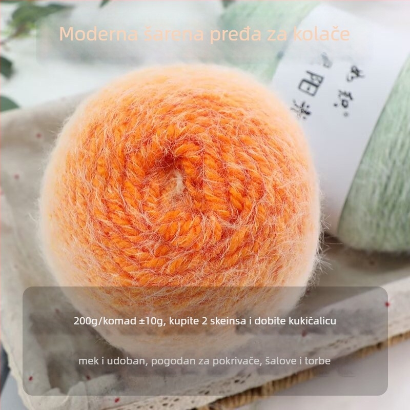 Priča za deke s gradientnim dizajnom, Semi-worsted, ball yarn konac za ručno pletenje, alias Cake line, brand Also Warm