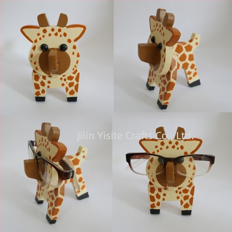 Drvena okvira za naočale s životinjskim crtanim motivom, ručno obojena, odvojiva, moderni minimalistički dizajn, mogućnost prilagodbe