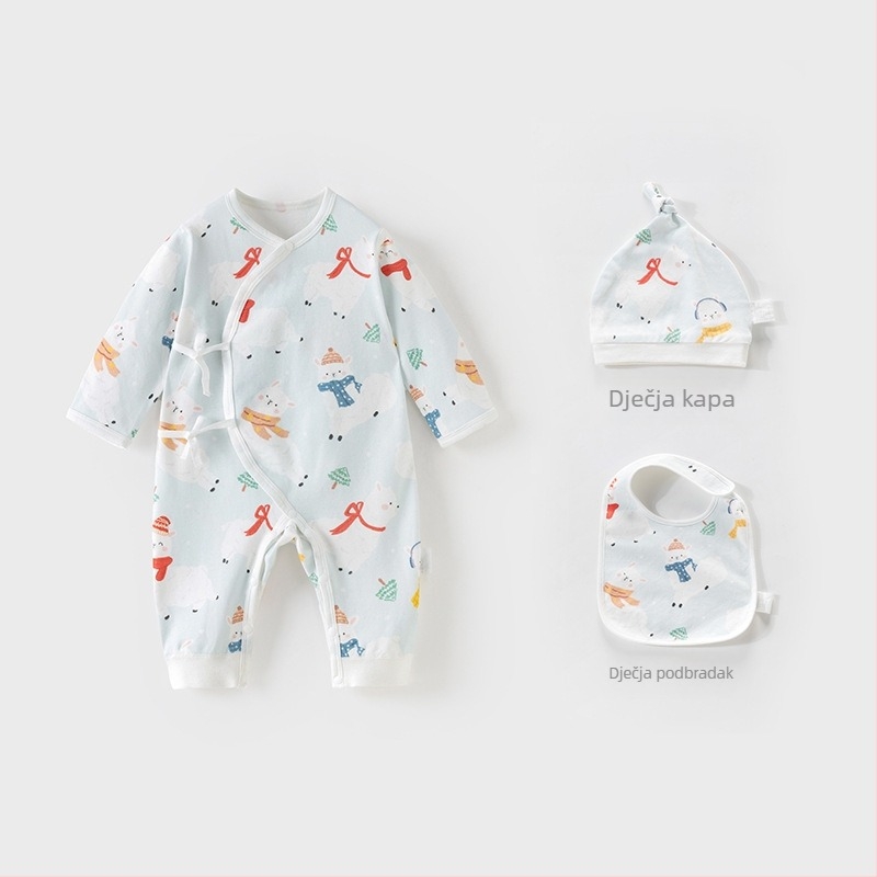 Novorođenče unisex pamučni dugi rukav jumpsuit, 100% pamuk, za dob 0–12 mjeseci, proljeće/jesen