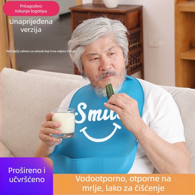 Silikonska biba s vodootpornim 3D džepovima za hranu i džepom za pljuvačku, unisex, prehrambeni silikon