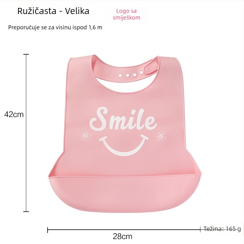 Silikonska biba s vodootpornim 3D džepovima za hranu i džepom za pljuvačku, unisex, prehrambeni silikon