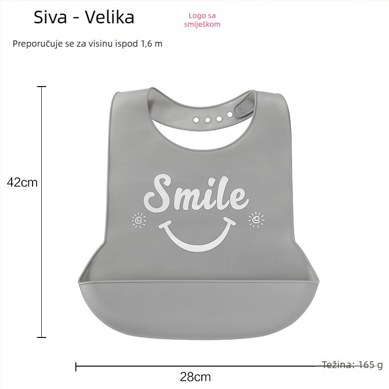 Silikonska biba s vodootpornim 3D džepovima za hranu i džepom za pljuvačku, unisex, prehrambeni silikon