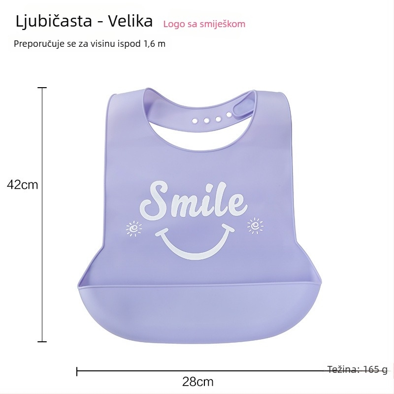 Silikonska biba s vodootpornim 3D džepovima za hranu i džepom za pljuvačku, unisex, prehrambeni silikon