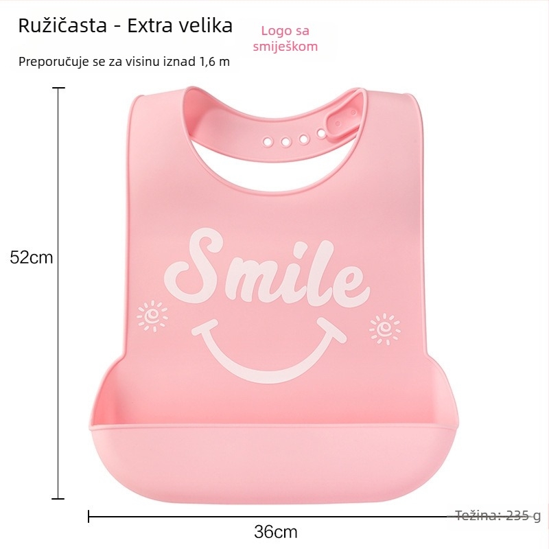Silikonska biba s vodootpornim 3D džepovima za hranu i džepom za pljuvačku, unisex, prehrambeni silikon