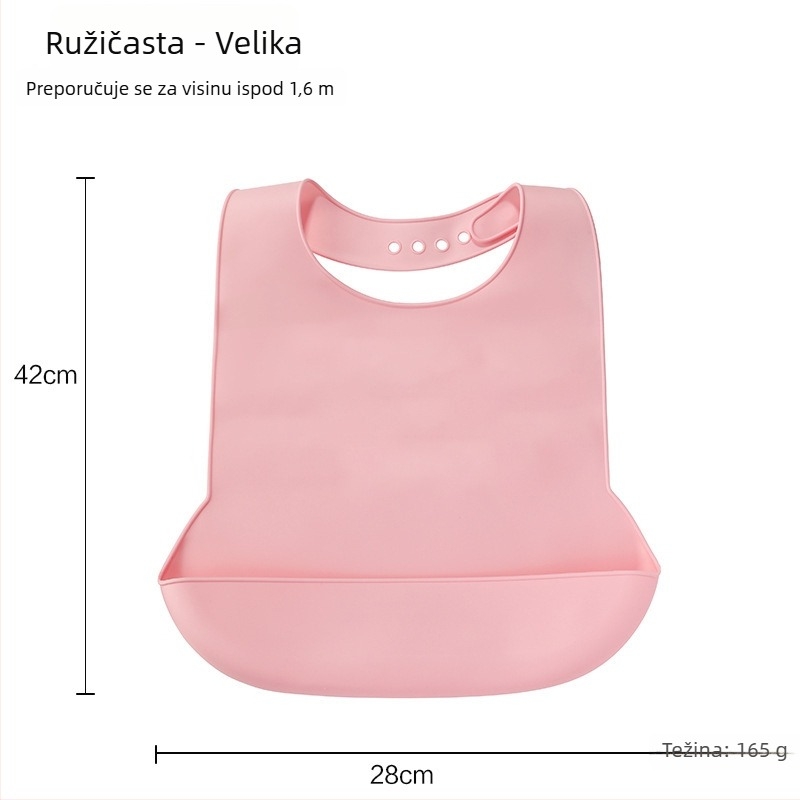 Silikonska biba s vodootpornim 3D džepovima za hranu i džepom za pljuvačku, unisex, prehrambeni silikon